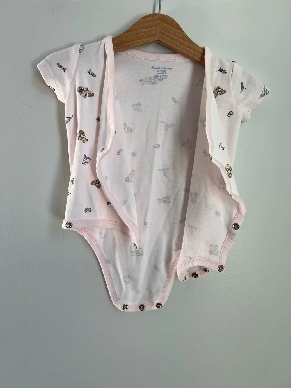 Ralph Lauren | Light Pink Teddy & Nautical Print One-Piece Size 6 Months